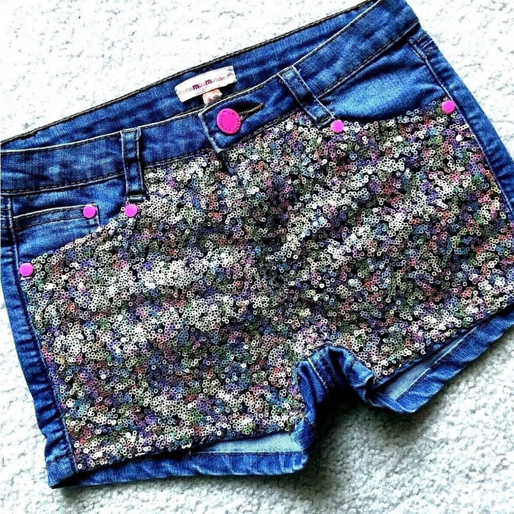 LittleMissMatched Sequined Denim Shorts Girls Size 6 NWOT